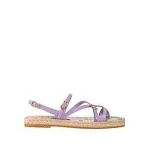 Tod’s NIB Leather and Jute Strappy Sandals in Viola Puff Size 39